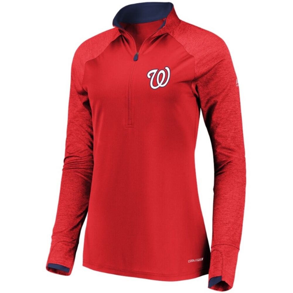 NWT Majestic Nationals Extremely Clear Cool Base Raglan 1/2-Zip Jacket (size L)